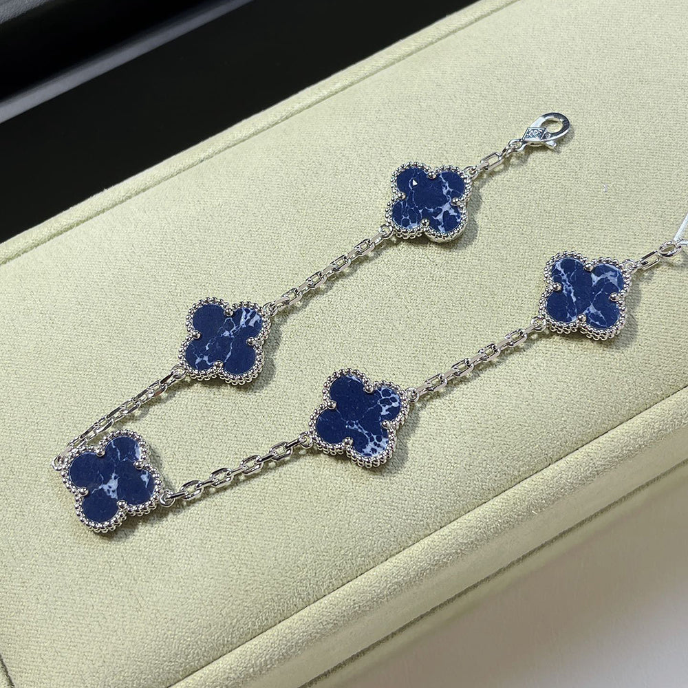 [Grace Jewelry]CLOVER 5 MOTIF PIETERSITE SILVER BRACELET