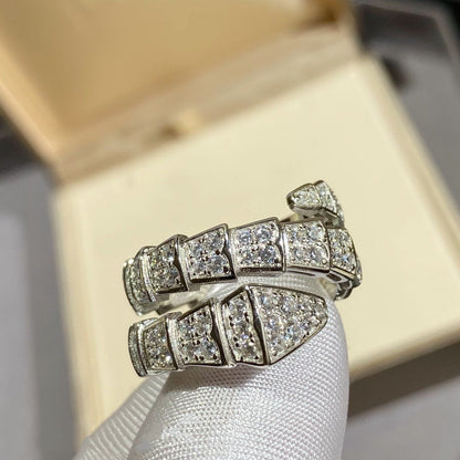 [Grace Jewelry]SERPENTI DOUBLE RING SILVER DIAMOND PAVED