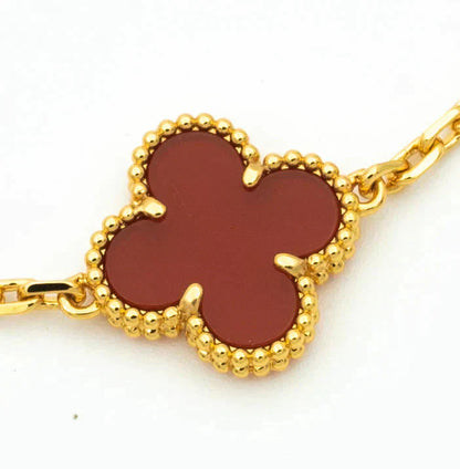 [Grace Jewelry]CLOVER 5 MOTIFS CARNELIAN DIAMOND BRACELET