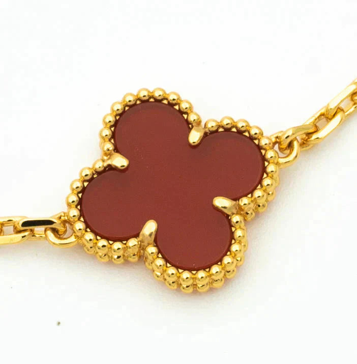 [Grace Jewelry]CLOVER  5 MOTIFS CARNELIAN GOLD BRACELET