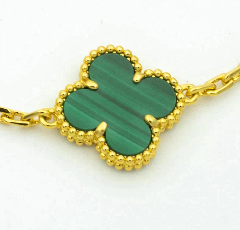 [Grace Jewelry]CLOVER  5 MOTIF MALACHITE DIAMOND BRACELET