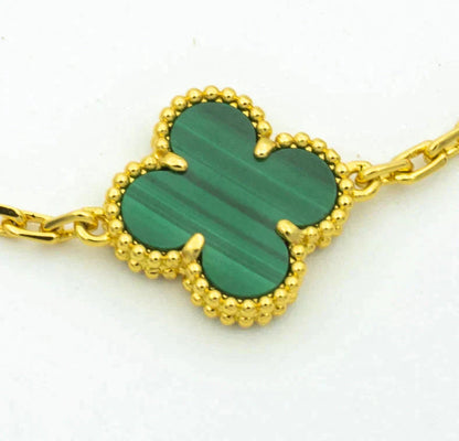 [Grace Jewelry]CLOVER  5 MOTIF MALACHITE DIAMOND BRACELET