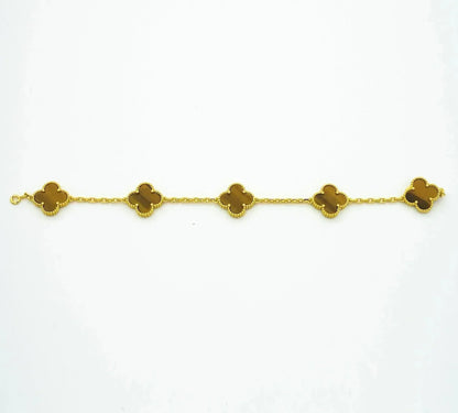 [Grace Jewelry]CLOVER  5 MOTIFS TIGER EYE BRACELET