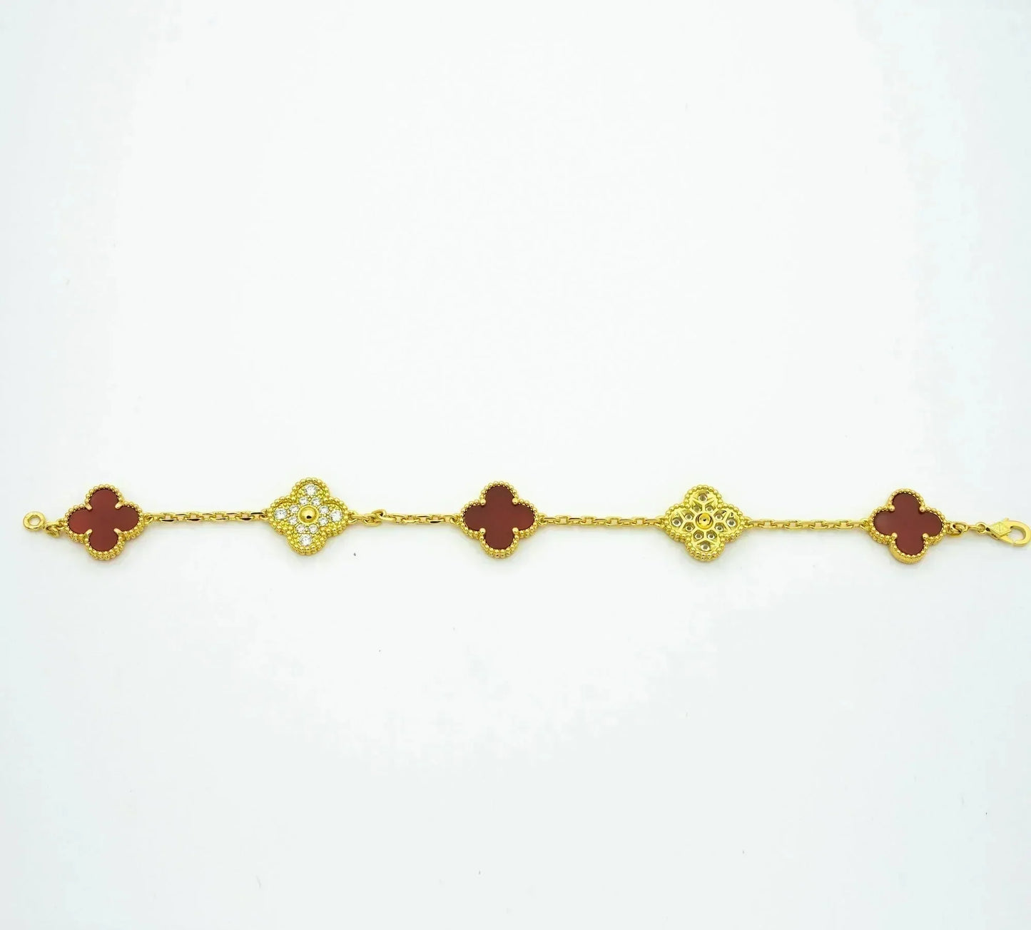 [Grace Jewelry]CLOVER 5 MOTIFS CARNELIAN DIAMOND BRACELET