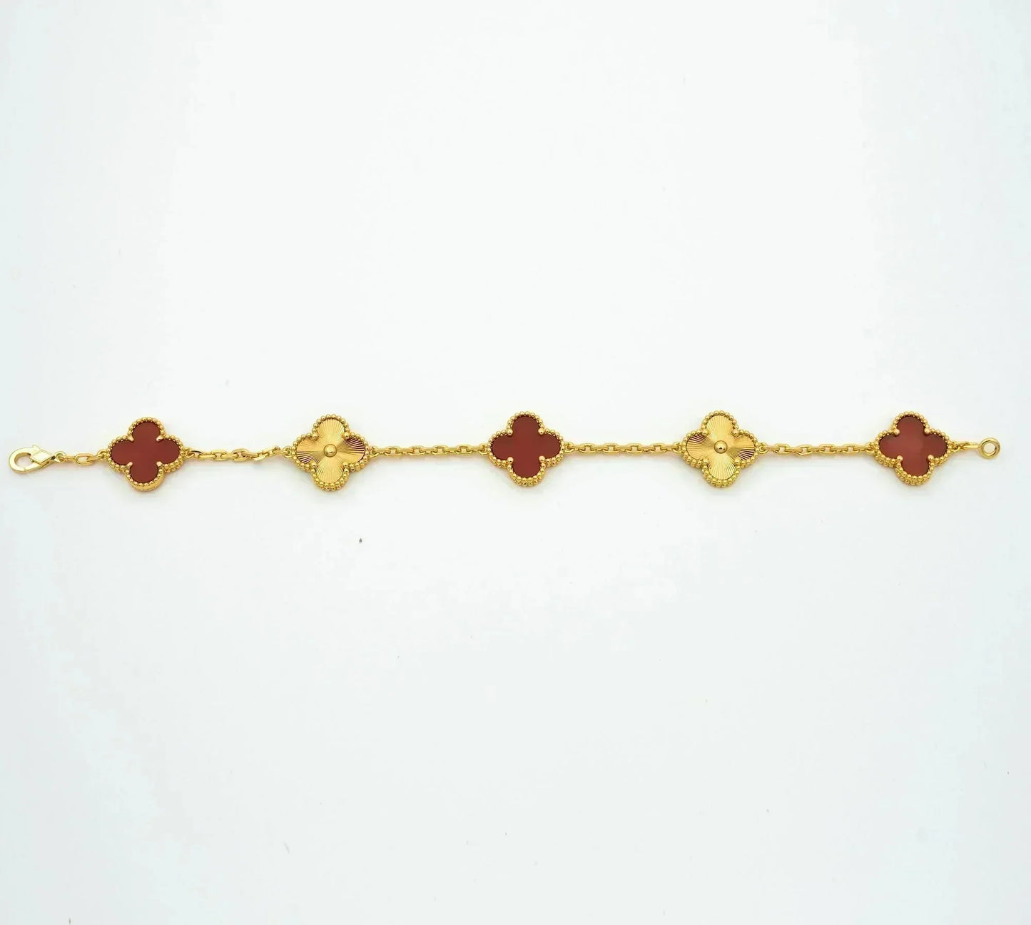 [Grace Jewelry]CLOVER  5 MOTIFS CARNELIAN GOLD BRACELET