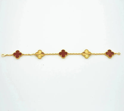 [Grace Jewelry]CLOVER  5 MOTIFS CARNELIAN GOLD BRACELET