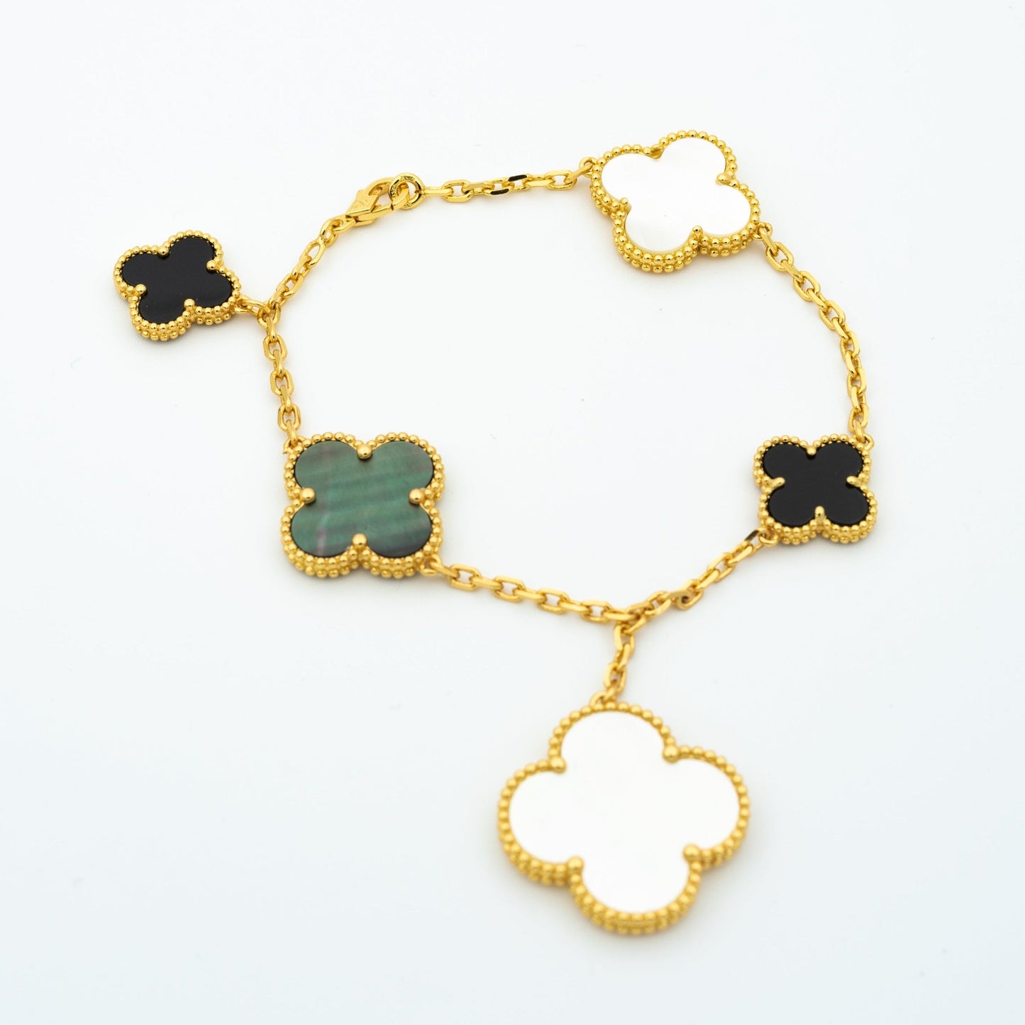 [Grace Jewelry]CLOVER BRACELET 5 MOTIFS ONYX MOP