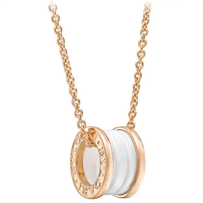 [Grace Jewelry]ZERO 1 WHITE CERAMIC PINK GOLD DIAMOND NECKLACE