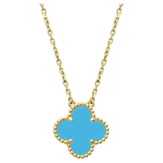 [Grace Jewelry]CLOVER 15MM VINTAGE TURQUOISE NECKLACE