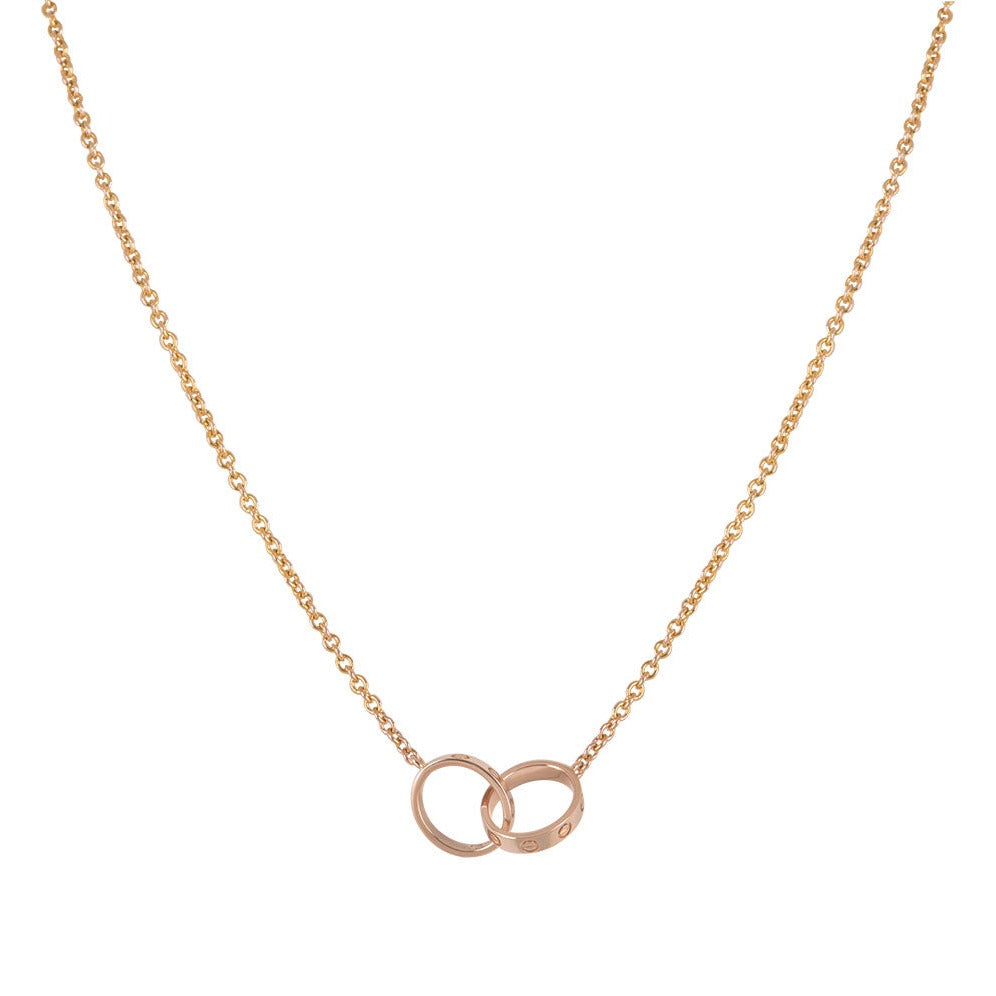 [Grace Jewelry]LOVE NECKLACE DOUBLE RING PINK GOLD