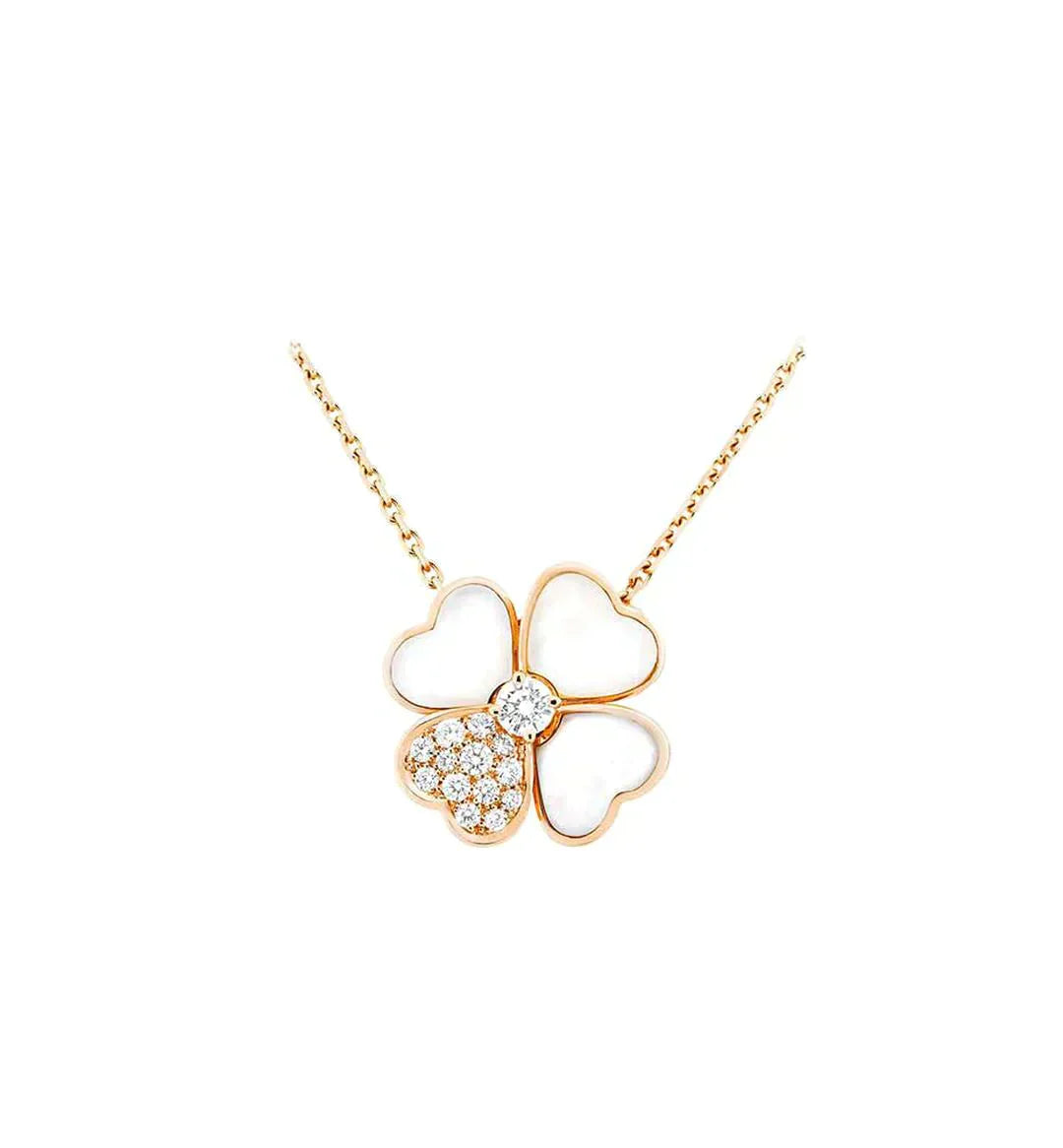 [Grace Jewelry]CLOVER MOP DIAMOND ROSE GOLD NECKLACE