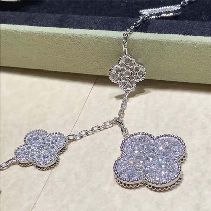 [Grace Jewelry]CLOVER 6 MOTIFS SILVER DIAMOND BRACELET