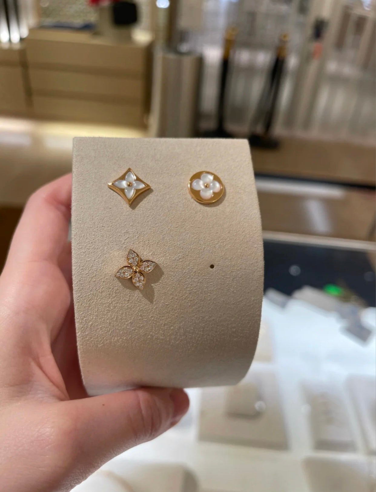 [Grace Jewelry]STAR BLOSSOM STUD EARRINGS PINK GOLD DIAMONDS