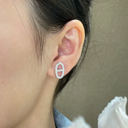 [Grace Jewelry]HM FULL DIAMOND PIG NOSE STUD EARRINGS