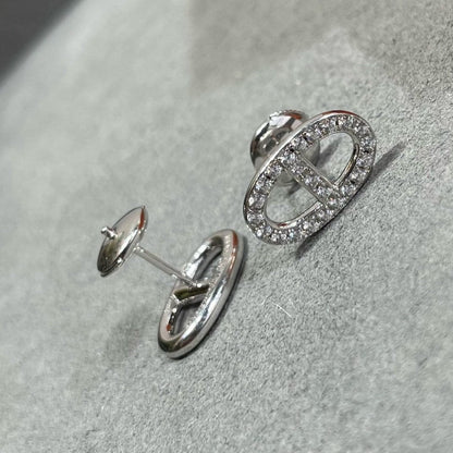 [Grace Jewelry]HM FULL DIAMOND PIG NOSE STUD EARRINGS