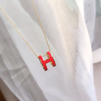 [Grace Jewelry]HM CLIC RED ENAMEL GOLD NECKLACE