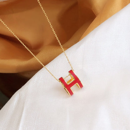 [Grace Jewelry]HM CLIC RED ENAMEL GOLD NECKLACE