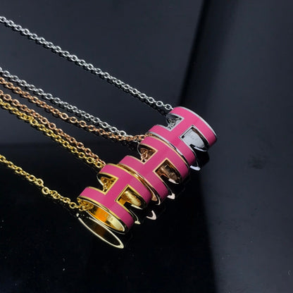 [Grace Jewelry]H NECKLACE PINK