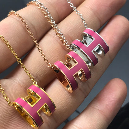 [Grace Jewelry]H NECKLACE PINK