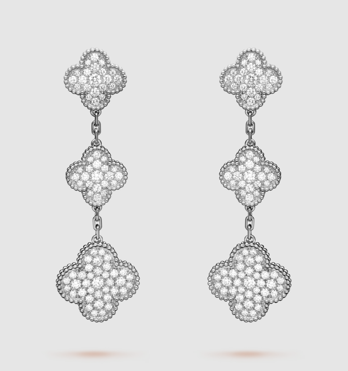 [Grace Jewelry]CLOVER 3 MOTIF DIAMOND SILVER DROP EARRINGS