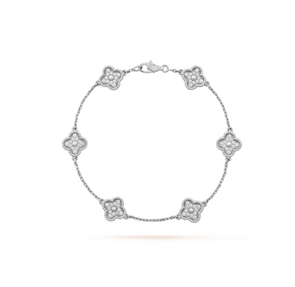 [Grace Jewelry]CLOVER 6 MOTIF SILVER DIAMOND BRACELET