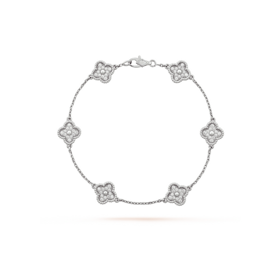 [Grace Jewelry]CLOVER 6 MOTIF SILVER DIAMOND BRACELET