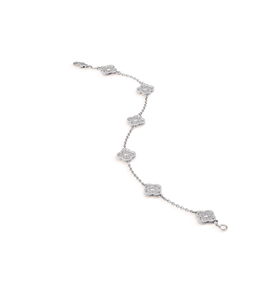 [Grace Jewelry]CLOVER 6 MOTIF SILVER DIAMOND BRACELET