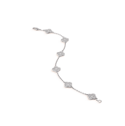 [Grace Jewelry]CLOVER 6 MOTIF SILVER DIAMOND BRACELET