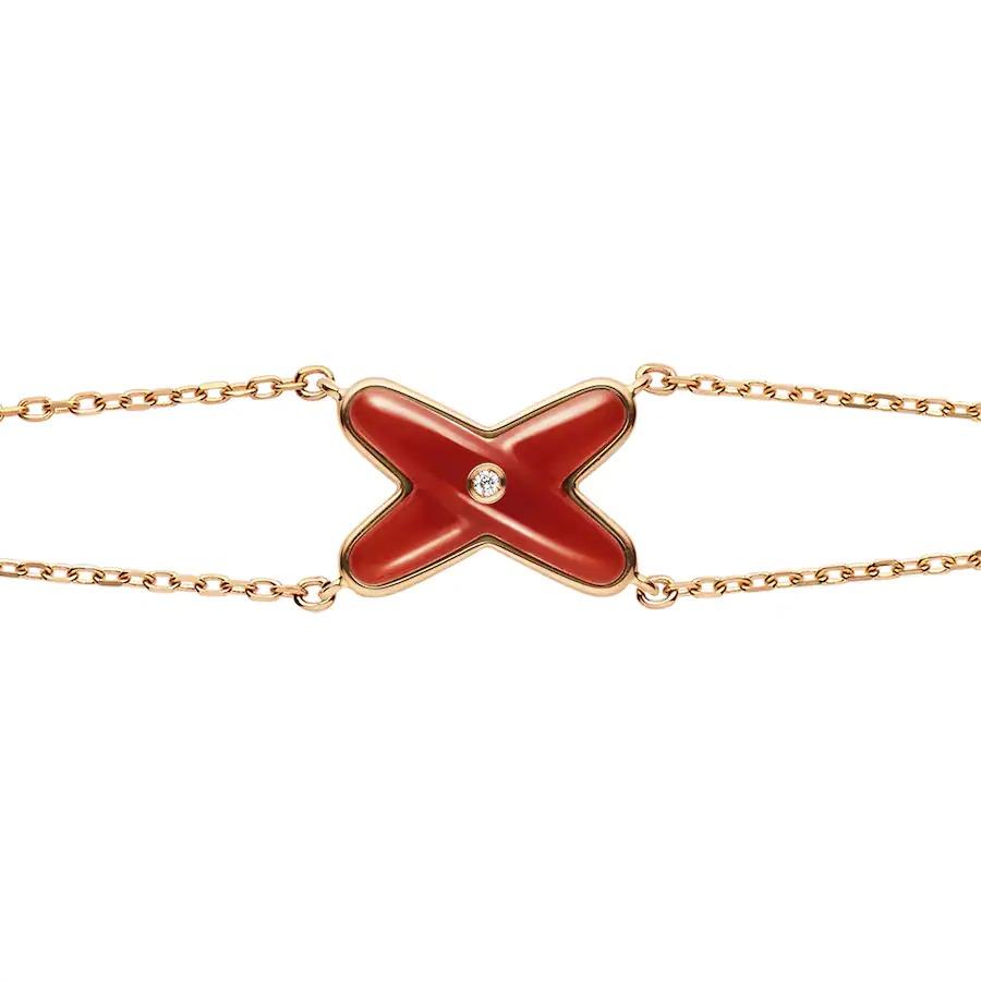 [Grace Jewelry]JEUX BRACELET CARNELIAN PINK GOLD 1 DIAMOND