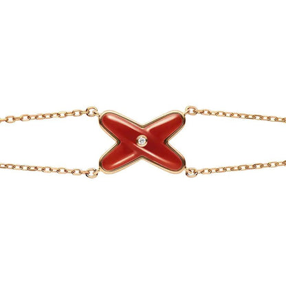 [Grace Jewelry]JEUX BRACELET CARNELIAN PINK GOLD 1 DIAMOND