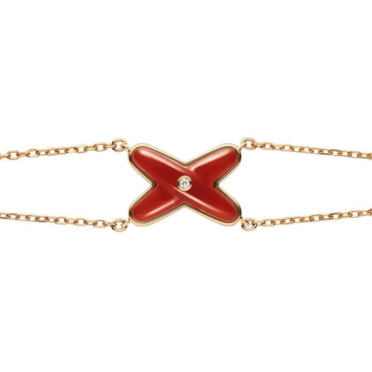 [Grace Jewelry]JEUX BRACELET CARNELIAN PINK GOLD 1 DIAMOND