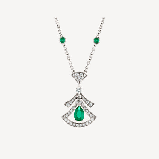 [Grace Jewelry]DREAM NECKLACE MALACHITE DIAMOND SILVER