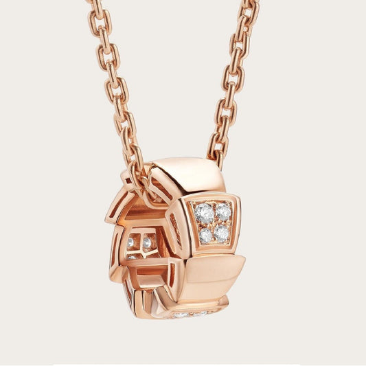 [Grace Jewelry]SERPENTI PEDANT DIAMOND PINK GOLD NECKLACE