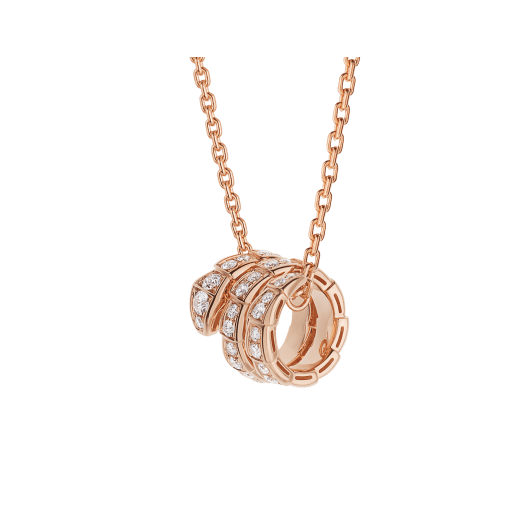 [Grace Jewelry]SERPENTI PINK GOLD NECKLACE DOUBLE RING DIAMOND