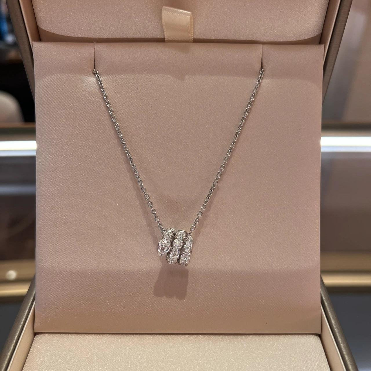 [Grace Jewelry]SERPENTI SILVER NECKLACE DOUBLE RING DIAMOND