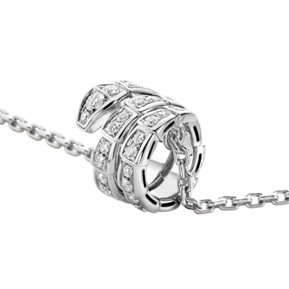 [Grace Jewelry]SERPENTI SILVER NECKLACE DOUBLE RING DIAMOND