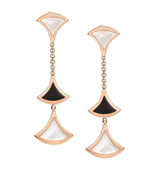 [Grace Jewelry]DREAM EARRINGS 3 MOTIFS ONYX MOP PINK GOLD