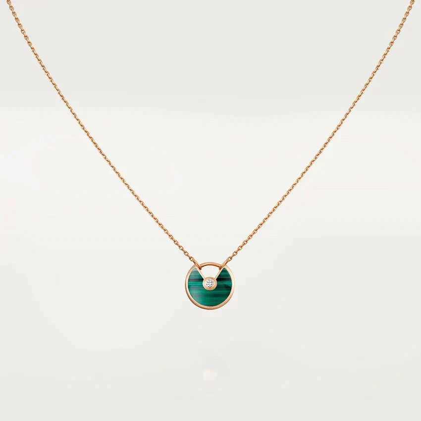 [Grace Jewelry]AMULETTE ROSE GOLD MALACHITE NECKLACE