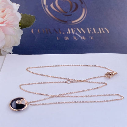 [Grace Jewelry]AMULETTE ROSE GOLD ONYX NECKLACE