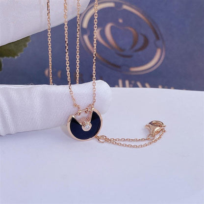 [Grace Jewelry]AMULETTE ROSE GOLD ONYX NECKLACE