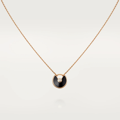 [Grace Jewelry]AMULETTE ROSE GOLD ONYX NECKLACE