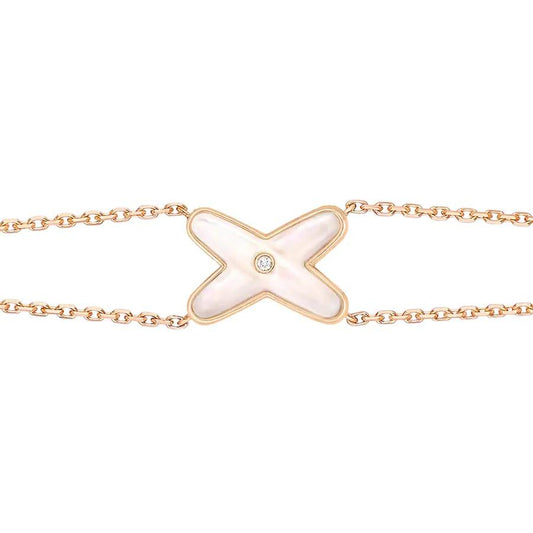 [Grace Jewelry]JEUX BRACELET WHITE MOP PINK GOLD 1 DIAMOND