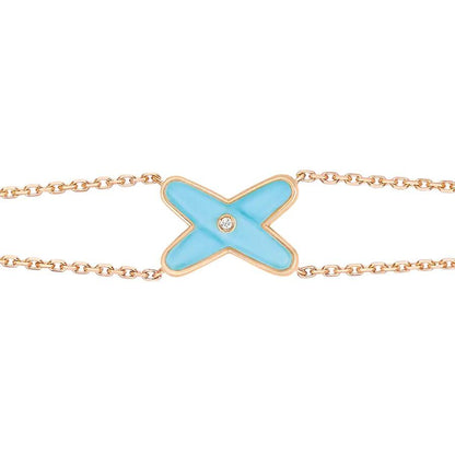 [Grace Jewelry]JEUX BRACELET TURQUOISE PINK GOLD 1 DIAMOND