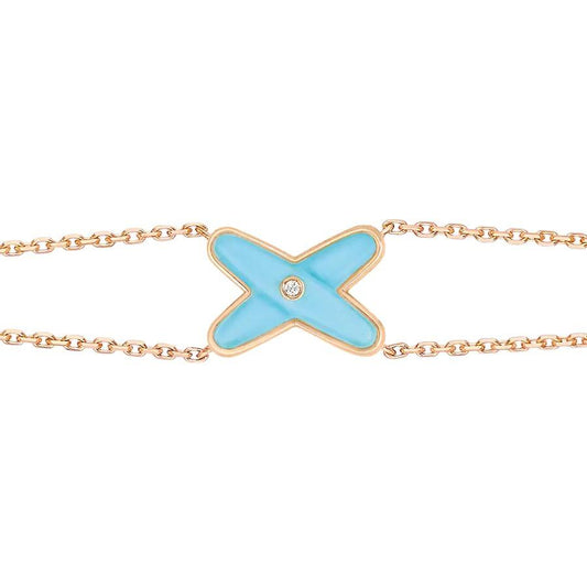 [Grace Jewelry]JEUX BRACELET TURQUOISE PINK GOLD 1 DIAMOND