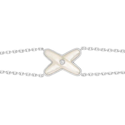 [Grace Jewelry]JEUX BRACELET WHITE MOP SILVER 1 DIAMOND