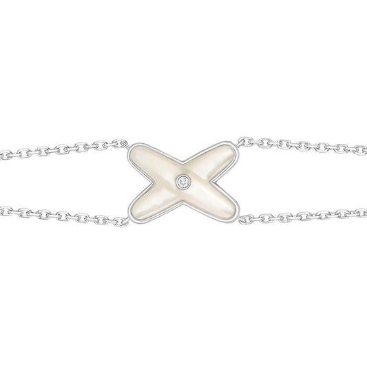 [Grace Jewelry]JEUX BRACELET WHITE MOP SILVER 1 DIAMOND