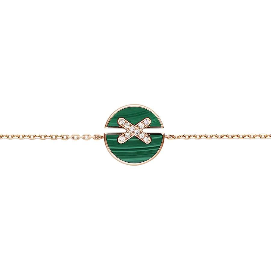 [Grace Jewelry]JEUX DE BRACELET MALACHITE PINK GOLD DIAMONDS