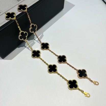 [Grace Jewelry]CLOVER  5 MOTIFS BLACK ONYX BRACELET