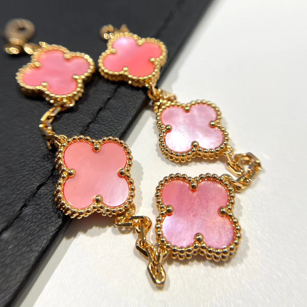 [Grace Jewelry]CLOVER 5 PINK MOP BRACELET