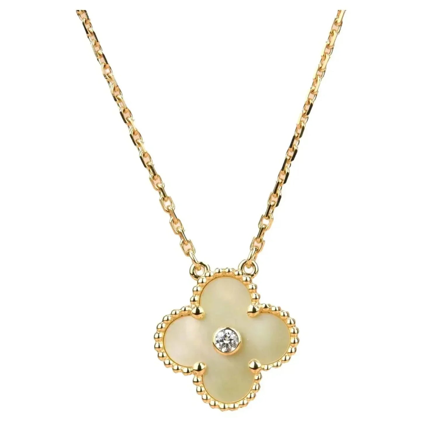 [Grace Jewelry]CLOVER 15MM DIAMOND GOLD MOTHER OF PEARL NECKLACE